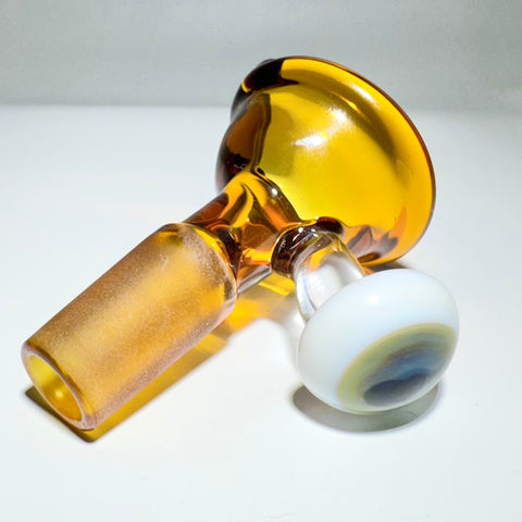 Uplifted Glass 14mm Amber Bowl With Eye Handle - Tha Bong Shop 