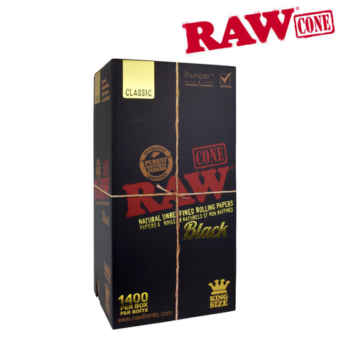 RAW BLACK PRE-ROLLED CONES KING SIZE – BOX/1400 - Tha Bong Shop 