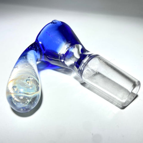 Uplifted Glass 14mm Blue  Bowl With Fumed Air Bubble Handle - Tha Bong Shop 
