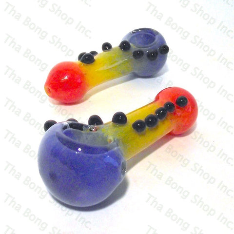 Fritted Tri Colour Spoon Pipe With Black Dots - Tha Bong Shop 