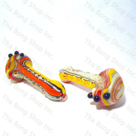 Clear Squiggle Lined Hand Pipe - Tha Bong Shop 