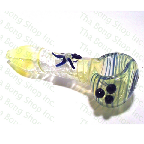 Fumed Blue Spiral Pipe With Sun - Tha Bong Shop 