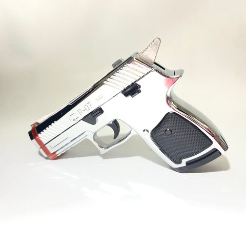 Triple Flame Handgun Pistol Silver Jet Torch Lighter - Tha Bong Shop 
