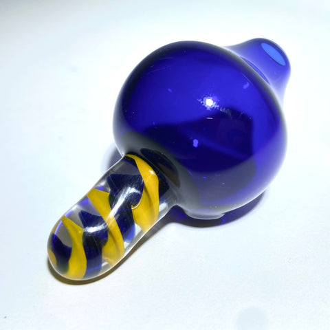 Cosmic Alley Glass Blue  With Spiral Handle  Bubble Cap Carb Cap