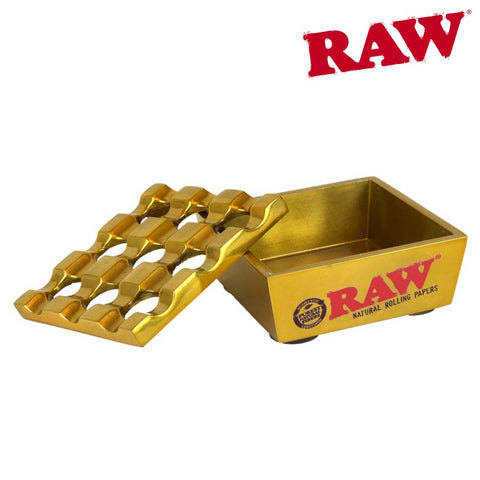 Raw Gold  Metal Ashtray With Removable Lid - Tha Bong Shop 