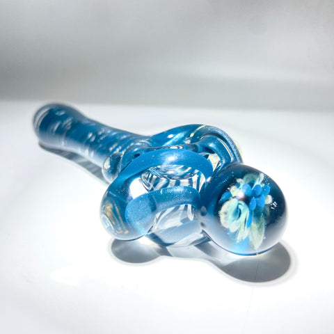 Gibson Glass Blue Sparkle Linework With Implosion Marble Spoon Pipe - Tha Bong Shop 