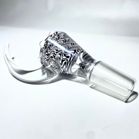 Niko BH Glass Black And White Linework 14mm Horned  Bowl - Tha Bong Shop 