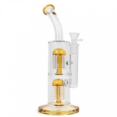 IRIE™ Glass 12" Dual Chamber Bubbler W/Dual Tree Percs - Tha Bong Shop 