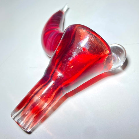 Uplifted Glass  Handformed 14mm Joint Red Frit Bowl With Opal - Tha Bong Shop 