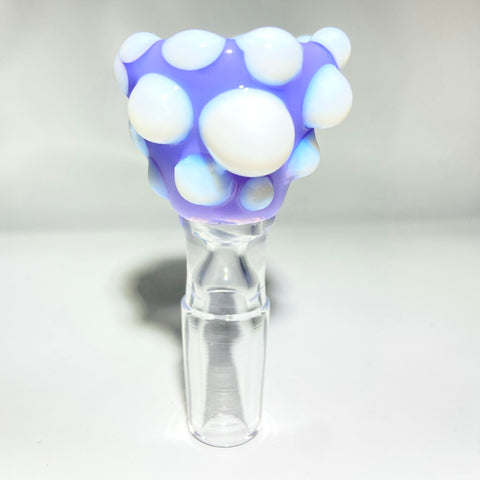 Uplifted Glass 14mm PurpleBowl With White Dots