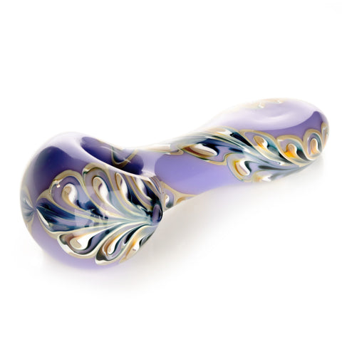 RED EYE GLASS® 4.5" Accented Purple Paisley Spoon Hand Pipe - Tha Bong shop 