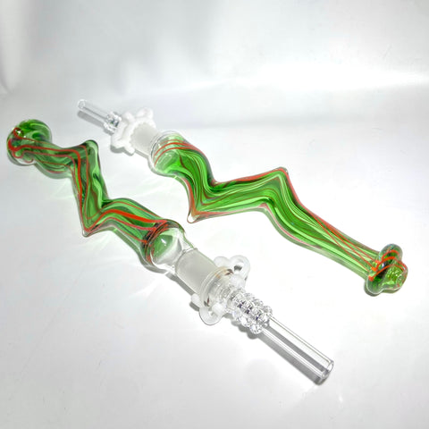 Shine Glassworks 14mm Zig zag Wizard Cane  Dichroic Nectar Collector Dab Straw - Tha Bong Shop 