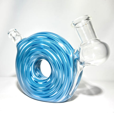 Shine Glassworks 14mm Blue Wigwag Linework Pocket Flask