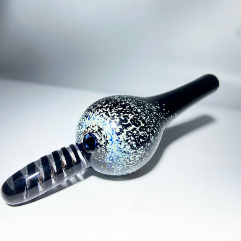 Cosmic Alley Glass  Black Frit Bubble Carb Cao With Dichroc Handle