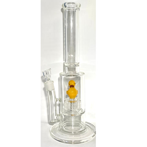 Scan Glass Gridded Duck Perc Bong With Turbine Splashguard And Built In Screen Bowl Bong  - Tha Bong Shop 