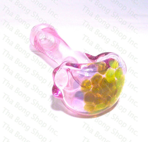 Still Nothin Glass Pink Pipe With Slyme And Grey Honeycomb - Tha Bong Shop 