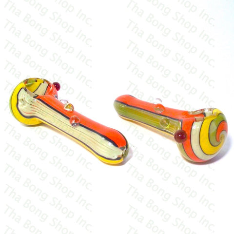 Clear Dot Lined Hand Pipe - Tha Bong Shop 
