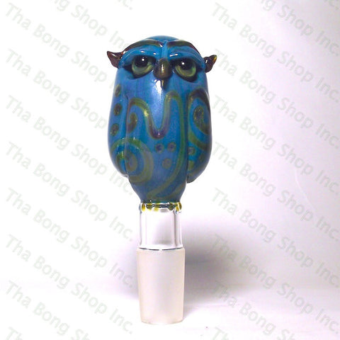 Blue And Green 18mm Narc Glass UV Owl Slide - Tha Bong Shop 