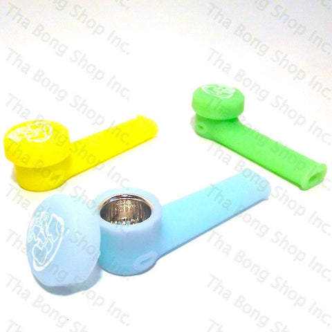LIT GLOW IN THE DARK Unbreakable Silicone Pipe With Removable Metal Screen Bowl - Tha Bong Shop 