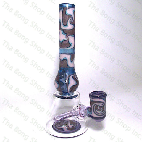 Gnosy Glass Blue Pink Brown Linework Bangerhanger #Gfitting Mini Milker - Tha Bong Shop 