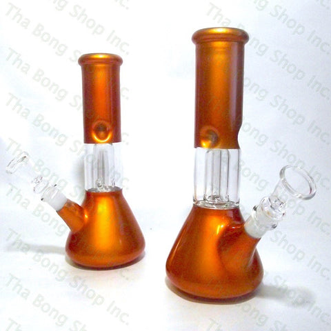 SALE ITEM Metallic Orange Coloured Single Dome Perc Mini Beaker Bong - Tha Bong Shop 