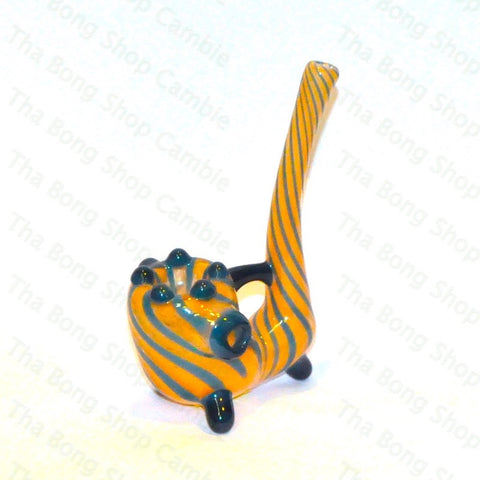 Gibson Glassworks Orange and Blue Lineworked Giblock - Tha Bong Shop