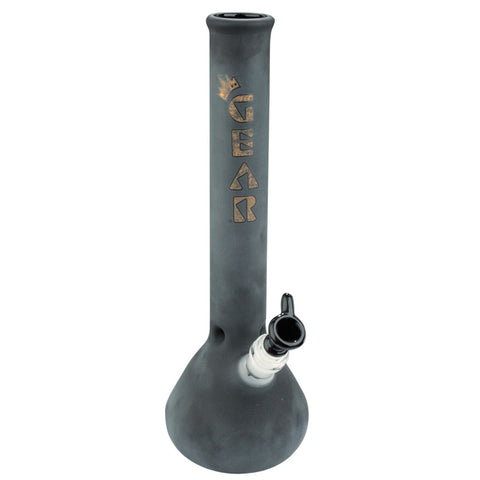 GEAR 14 Inch Tall Frosted Black Beaker Tube - Tha Bong Shop