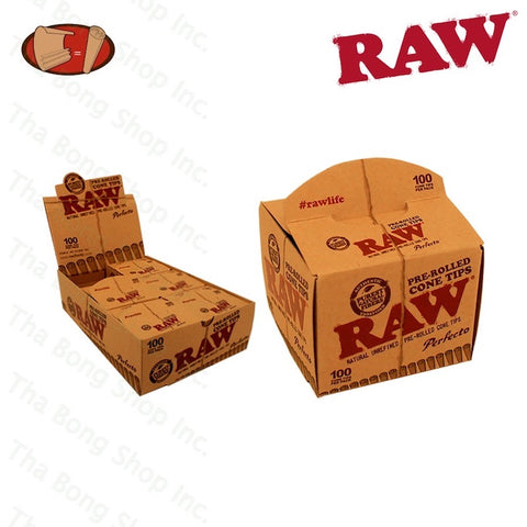 RAW Pre Rolled Cone Tips Perfecto 100 Pack - Tha Bong Shop 