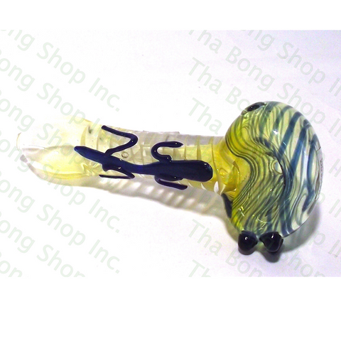 Fumed Blue Spiral Pipe With Lizard - Tha Bong Shop 