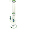 Blazed Glass Blue Green And Grey Sparkle Linework Gridded 4 Arm Tree Perc Bong - Tha Bong Shop 