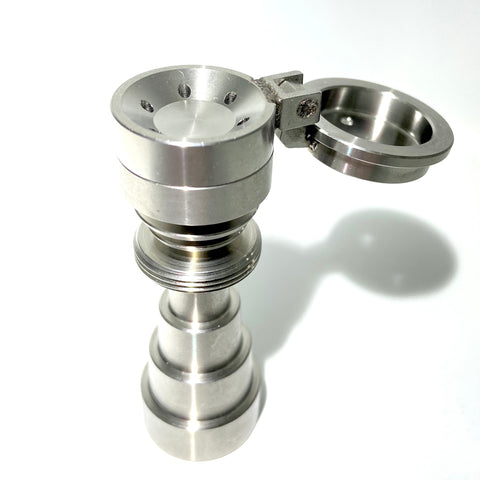 10mm - 14mm - 18mm Reversible Male Female Multi Airhole Titanium Nail With Flip Top Carb Cap  - Tha Bong Shop 