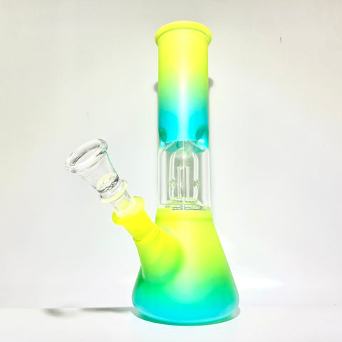 SALE ITEM Blue Green Fade Single Dome Perc Mini Beaker Bong - Tha Bong Shop 