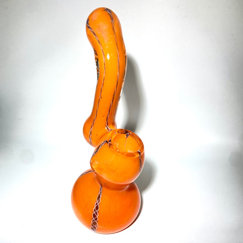 Orange Patterned Frit Sherlock Push Bowl Bubbler With Choke - Tha Bong Shop 