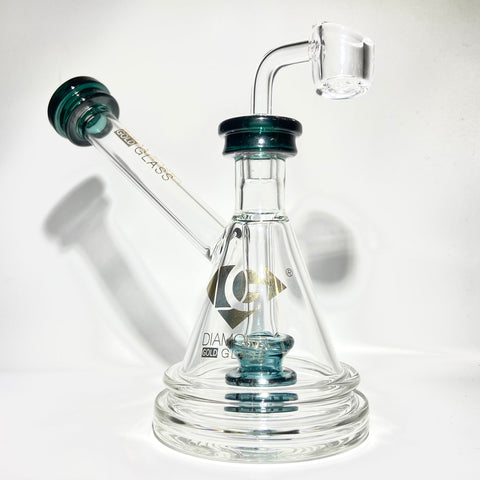 Diamond Glass Teal  Flask Traveler Rig With 14mm Banger - Tha Bong Shop 