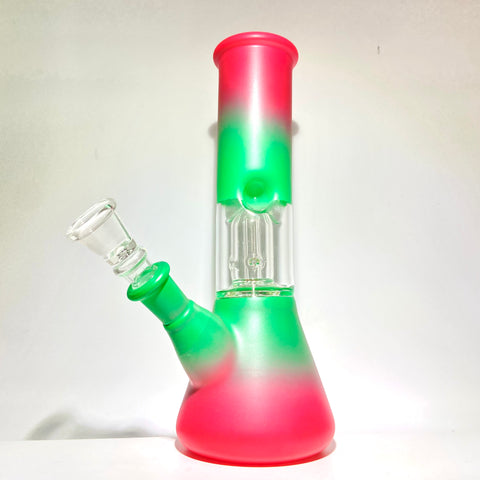SALE ITEM Red Green Fade Single Dome Perc Mini Beaker Bong - Tha Bong Shop 