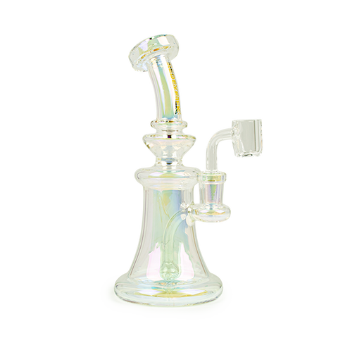 Red Eye Tek Terminator Iridescent Bent Neck SPECTRUM Minitube With Flat Top Quartz Banger - Tha Bong Shop 