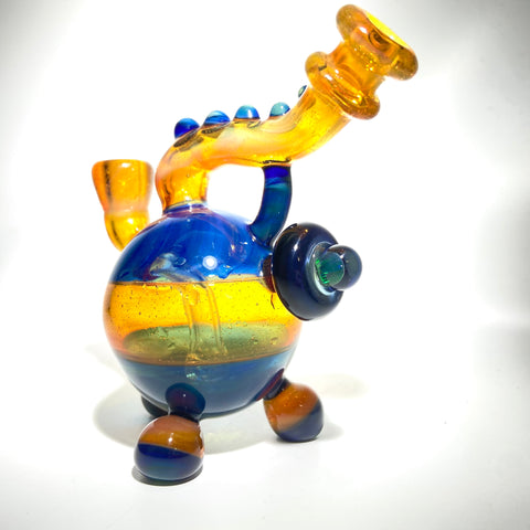 Blazed Glass Blue Orange 10mm Tripod Golf Ball Rig - Tha Bong Shop 