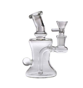 Hydros Glass Clear Bent Neck Hourglass  Minitube - Tha Bong Shop 