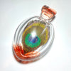 Leash Glass Red Frit Accent Peacock Feather Pendant - Tha Bong Shop 