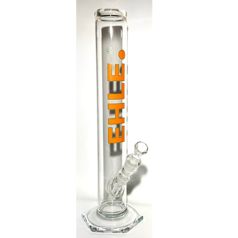 EHLE Glass 500ml 14mm Orange Green Outline 14” Straight Tube - Tha Bong Shop 