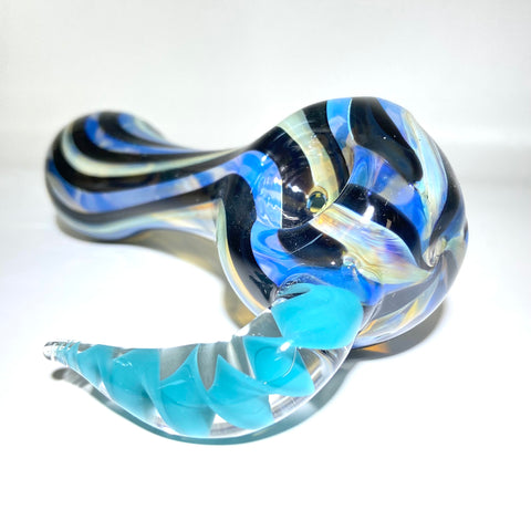 Cosmic Alley Glass 4.5 “ Linework Hand Pipe With Horn - Tha Bong Shop 