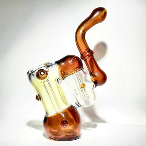 Amber 7.5” Push Bowl Double Bubbler With Colour Changing Sections - Tha Bong Shop 