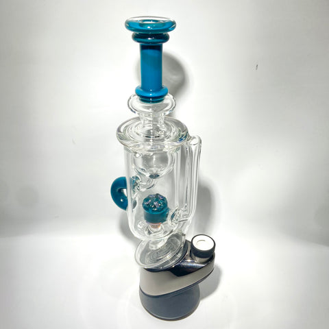 Blazed Glass Blue Custom Puffco Peak Klien Recycler Attachment - Tha Bong Shop 