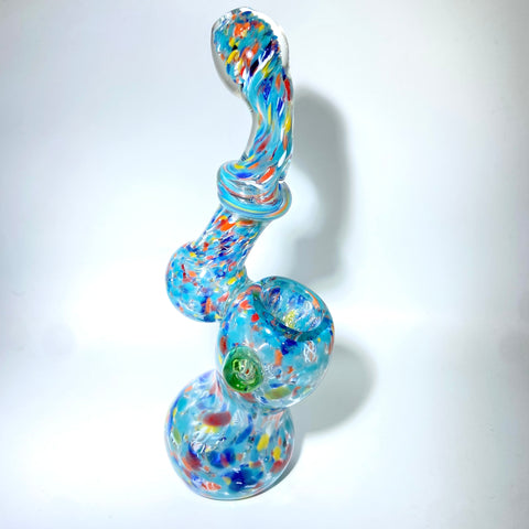 Blue Speckled Sherlock Push Bowl Bubbler With Choke - Tha Bong Shop 