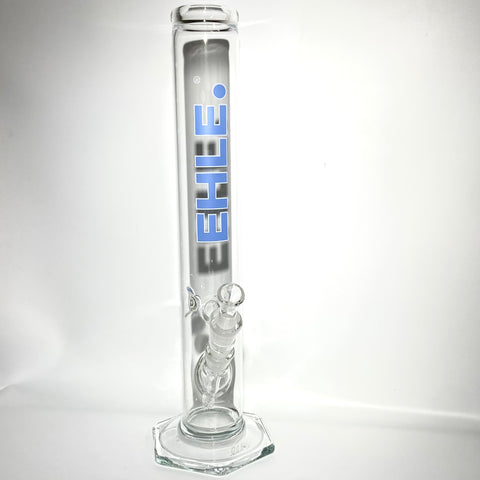 EHLE Glass 500ml 14mm Blue White Outline 14” Straight Tube - Tha Bong Shop 