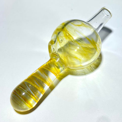 Uplifted Glass Yellow Twist  Bubble Cap Carb Cap - Tha Bong Shop 