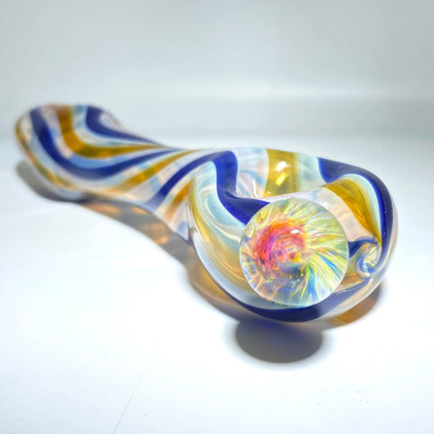 Copy of Cosmic Alley Glass 4”   Linework Hand Pipe With Marble - Tha Bong Shop 