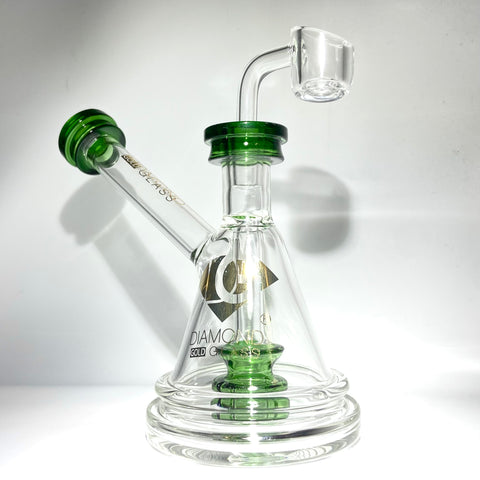 Diamond Glass Green Flask Traveler Rig With 14mm Banger - Tha Bong Shop 