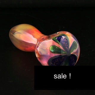 3.5” Gold Fumed Dichroic Flower Design Spoon Pipe