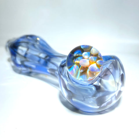  Cosmic Alley Glass 4“ Blue Hand Pipe With Marble - Tha Bong Shop 
